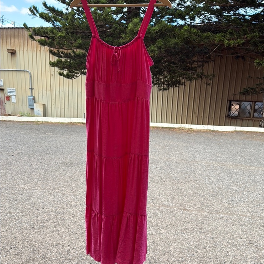 INC International Concepts Vibrant Pink Spaghetti Strap Midi Dress